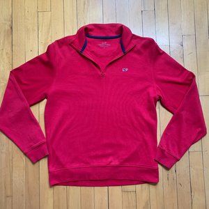 Vineyard Vines Sweater Men Small Red Pull Over Sweatshirt Quarter Zip Golf